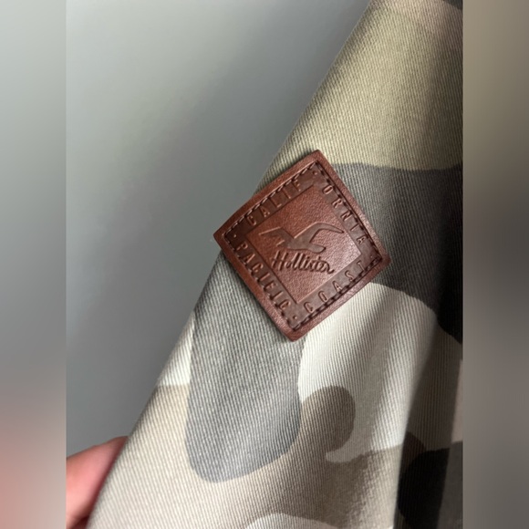 Hollister Military Jacket Women’s Large Khaki Camouflage Full Zip Drawstring - Picture 5 of 8